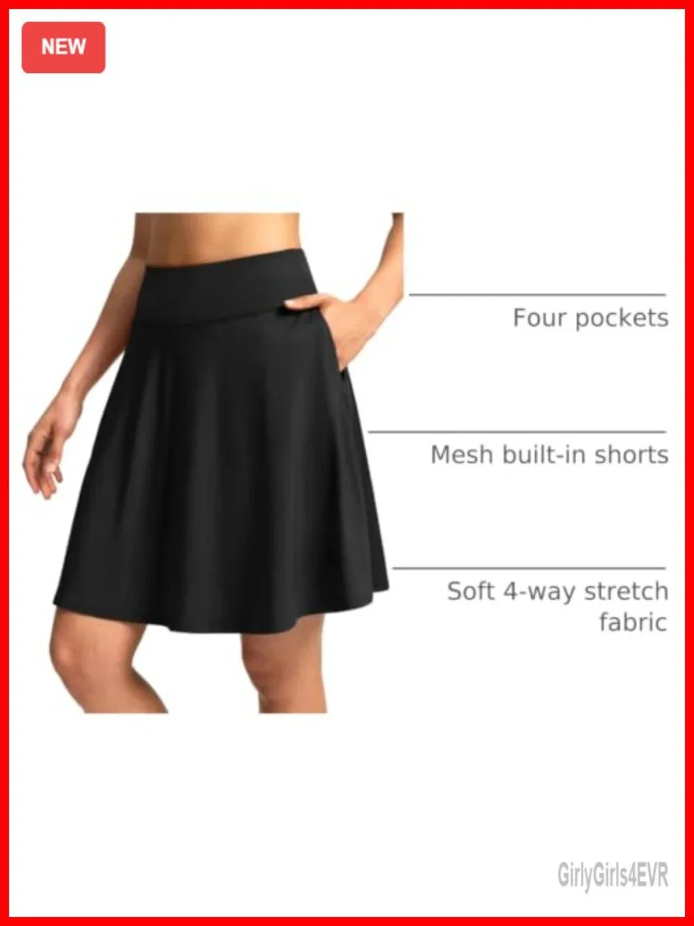 20'' High Waisted Skort with 4 Pockets for Women Tennis Golf Athletic